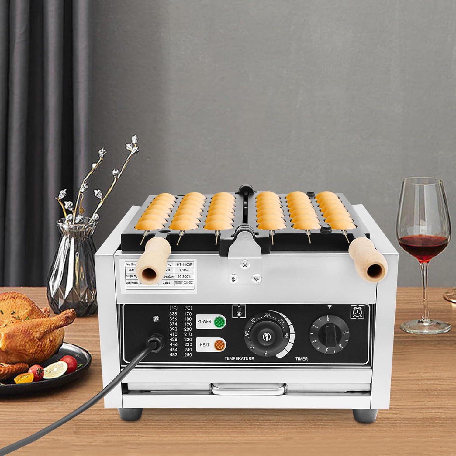 42pcs Commercial Electric Stainless Steel Nonstick Bubble Waffle Maker Y8907