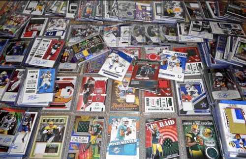 25 Cards Football Sports Card Mystery Pack with 4 Rookie Cards and 1 Autograph or Relic Card I438