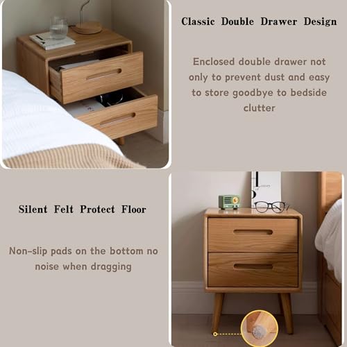 Solid Wood Night Stand with Two Drawers Y823