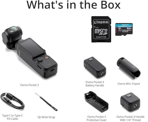 DJI Osmo Pocket 3 Capture More Combo, Vlogging Camera with 1'' CMOS & 4K/120fps Video, 3-Axis Stabilization, Fast Focusing, Face/Object Tracking, 2" Rotatable Touchscreen M714643