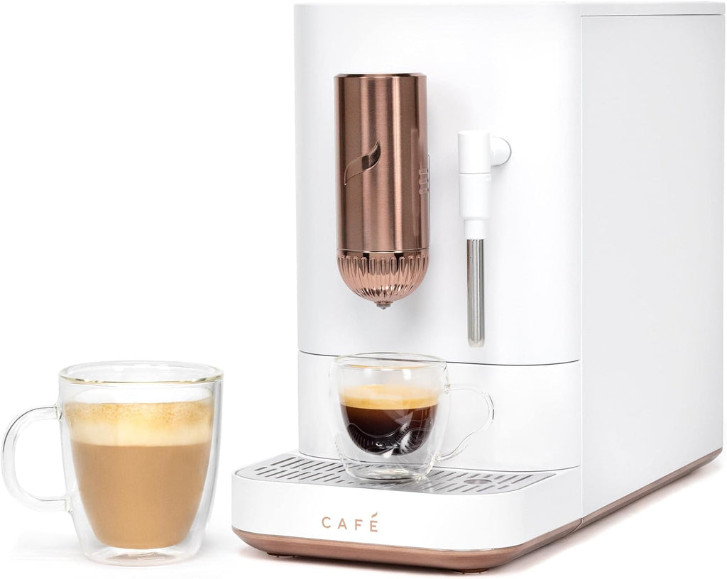 Matte White Automatic Espresso Machine with 20 Bar Pump Pressure Q383