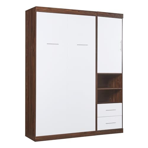 White Wood Murphy Bed with Cabinet J2808