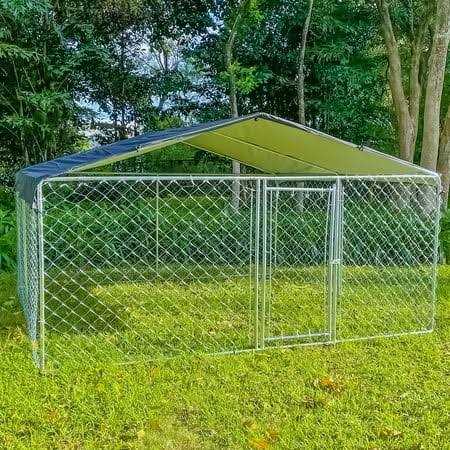 10ft x 10ft Outdoor Metal Dog Kennel with Roof B725629