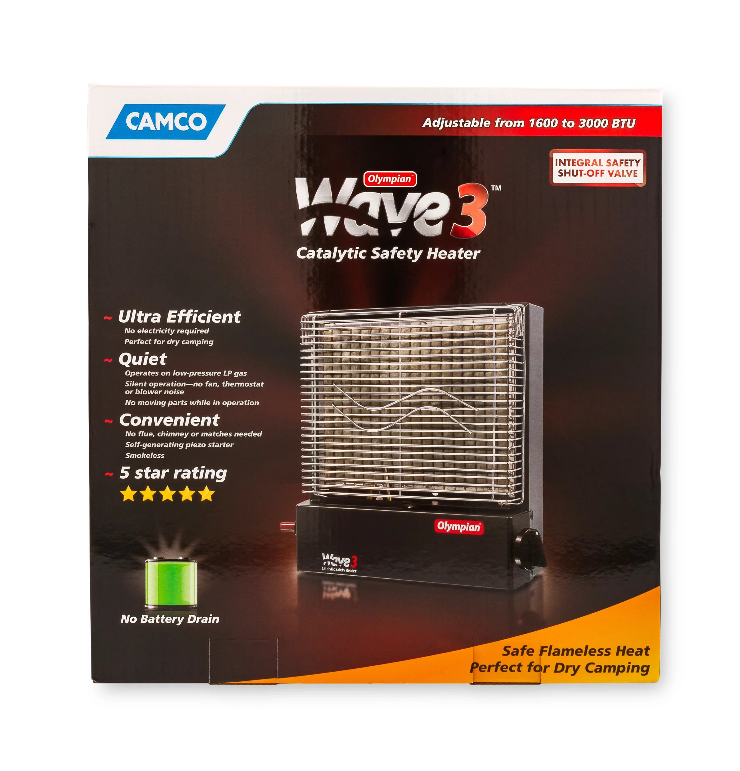 Adjustable 1600 to 3000 BTU LP Gas Catalytic Safety Heater T127