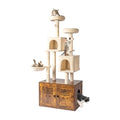 Gray Wooden Cat Tree with Litter Box and Scratching Posts U857