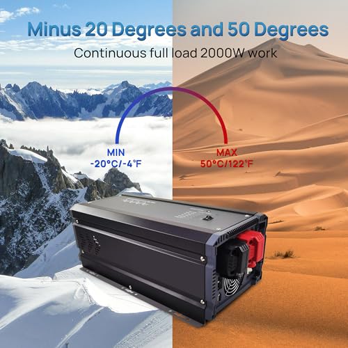 2000W Pure Sine Wave Power Inverter Charger 12V DC to 120V AC with LCD Remote Panel P797