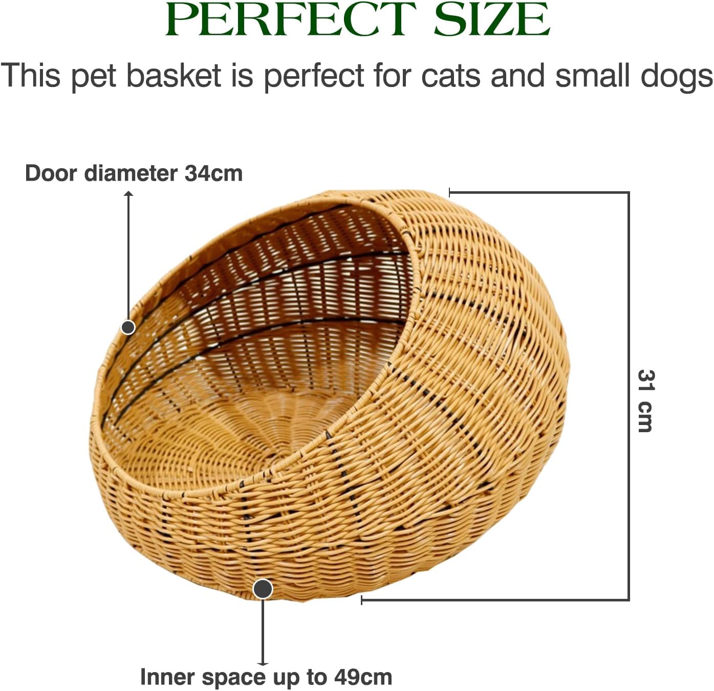 Poly Rattan Pet Bed Basket with Removable Washable Cushion Y895