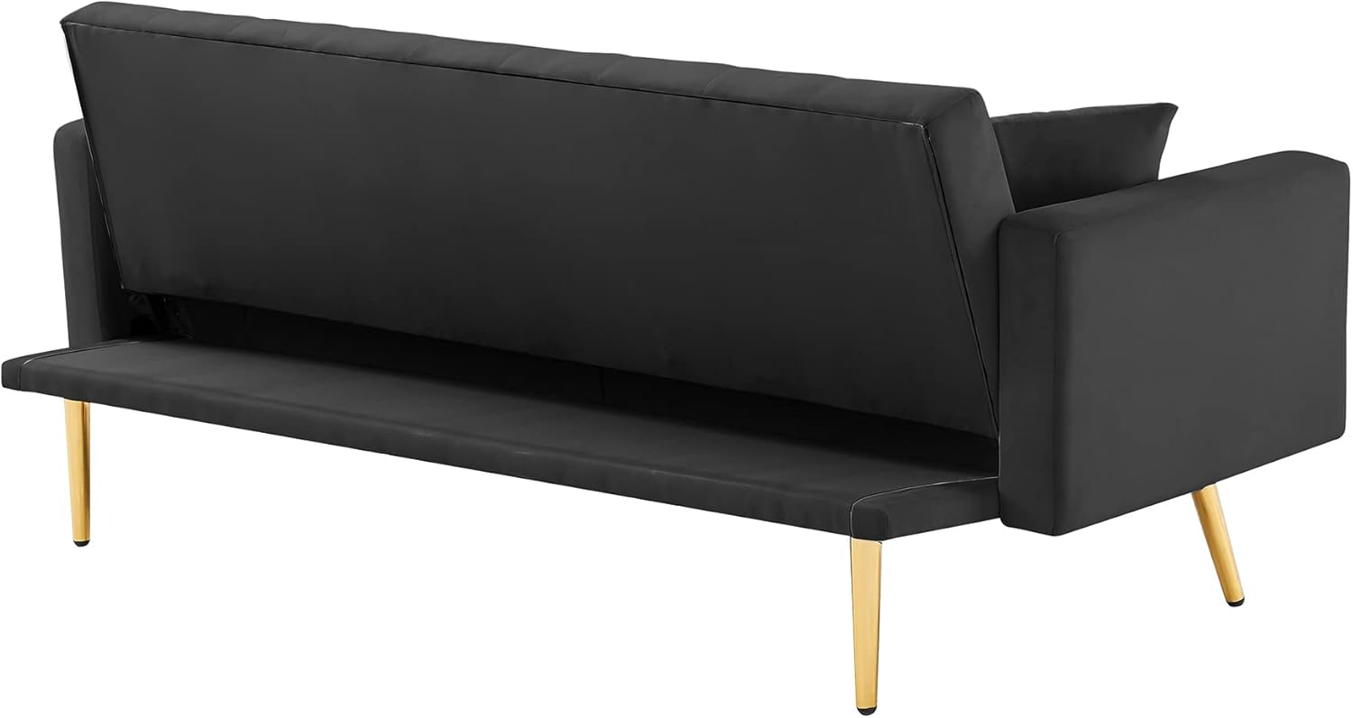 Black Convertible Folding Futon Sofa Bed J4597