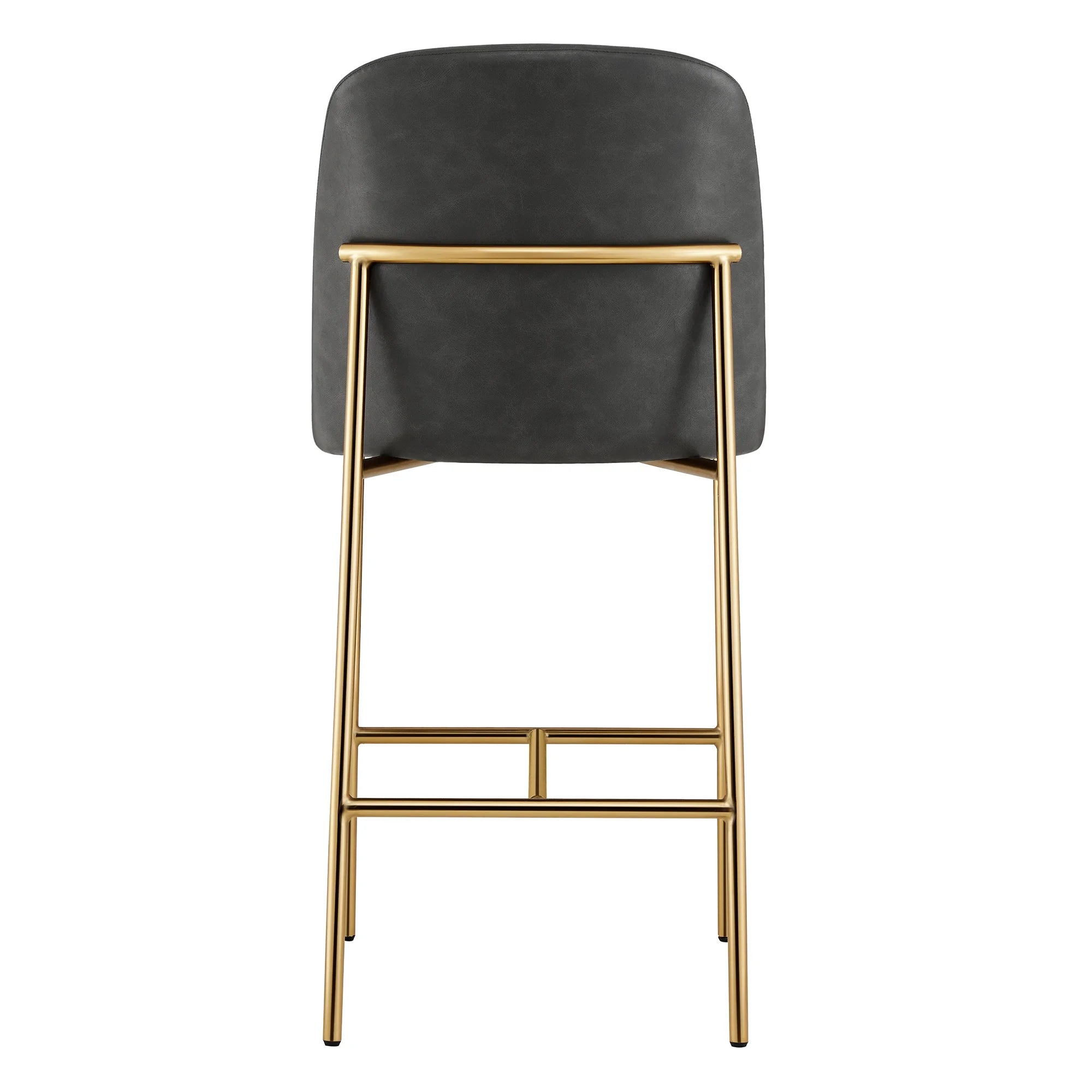 27 inch Faux Leather Counter Height Bar Stool Set of 2 with Back & Metal Legs U532728