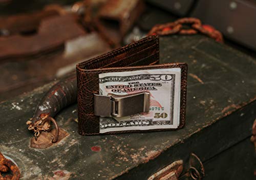 Full Grain Leather Bifold Money Clip Wallet B3057