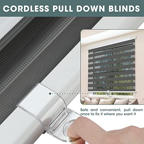 White 24" W x 72" H Cordless Zebra Roller Blinds N128390