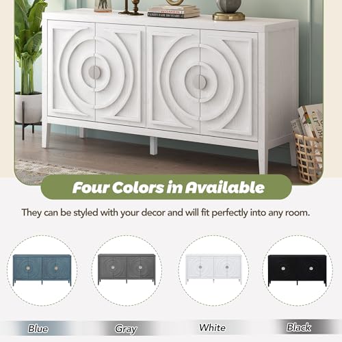 Black 4-Door Sideboard Cabinet with Adjustable Shelves F95320