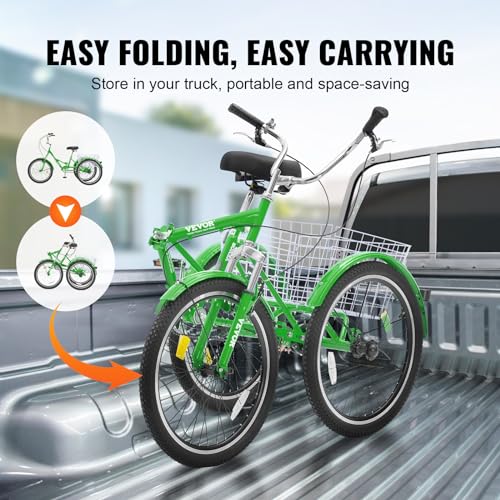 24-Inch Carbon Steel Folding Tricycle with Basket V642771