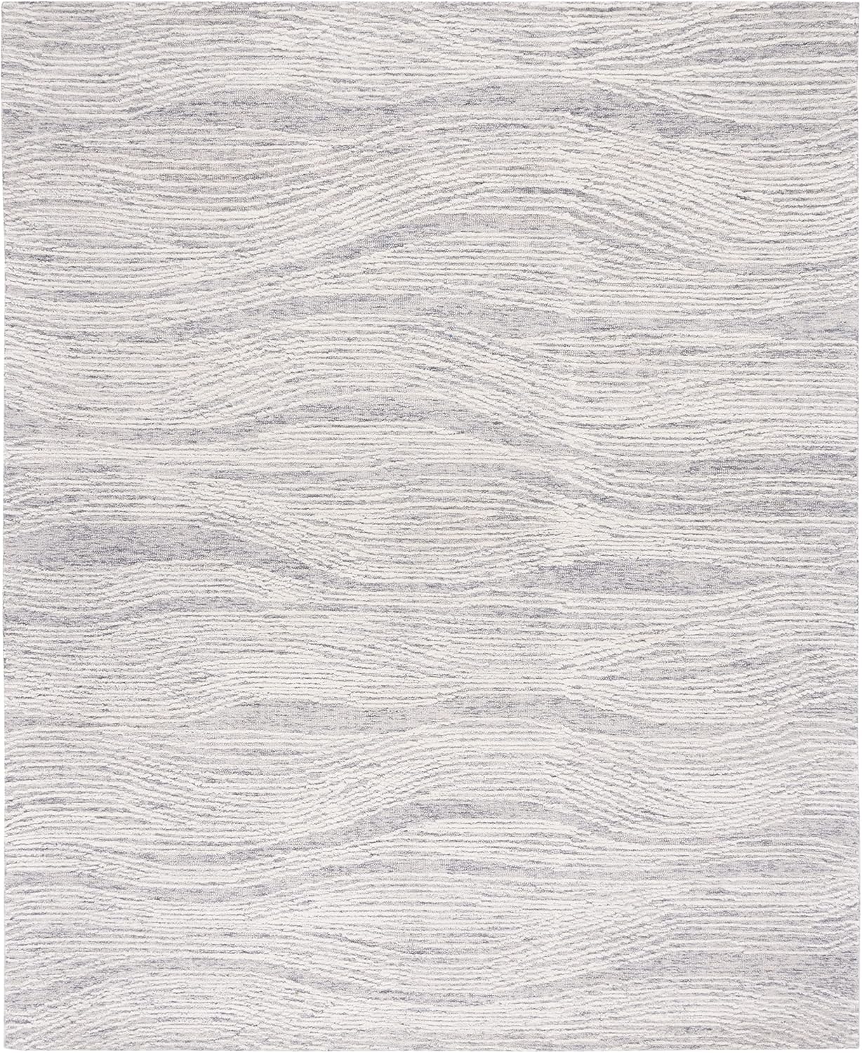 Grey & Ivory 8' x 10' Handmade Wool Area Rug N99495