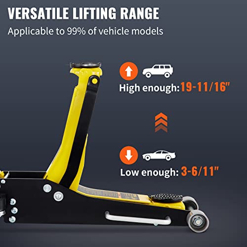 3 Ton Low Profile Aluminum Steel Racing Floor Jack with Dual Pistons Quick Lift Pump D970652