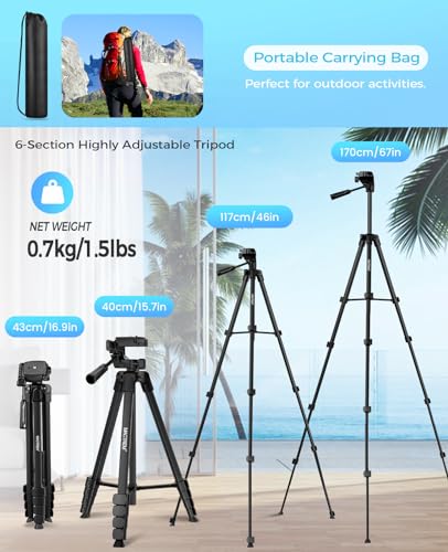 67" Aluminum Tripod with Phone Holder & Wireless Remote P667958