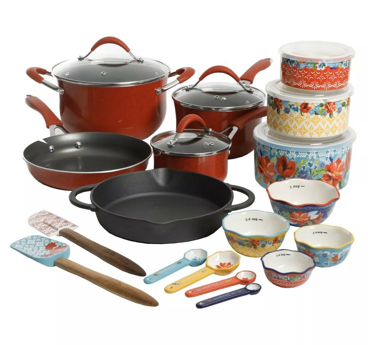 24-Piece Red Cookware Set Y903