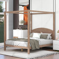 Brown Wash Queen Size 4-Post Canopy Bed Frame F196