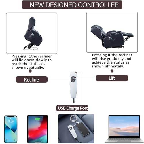 Electric Power Lift Recliner Chair with Massage & Heat J828