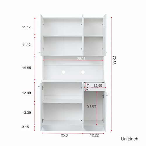 White 39" W Tall Freestanding Wood Wardrobe Armoire with Doors and Storage Shelves K770029