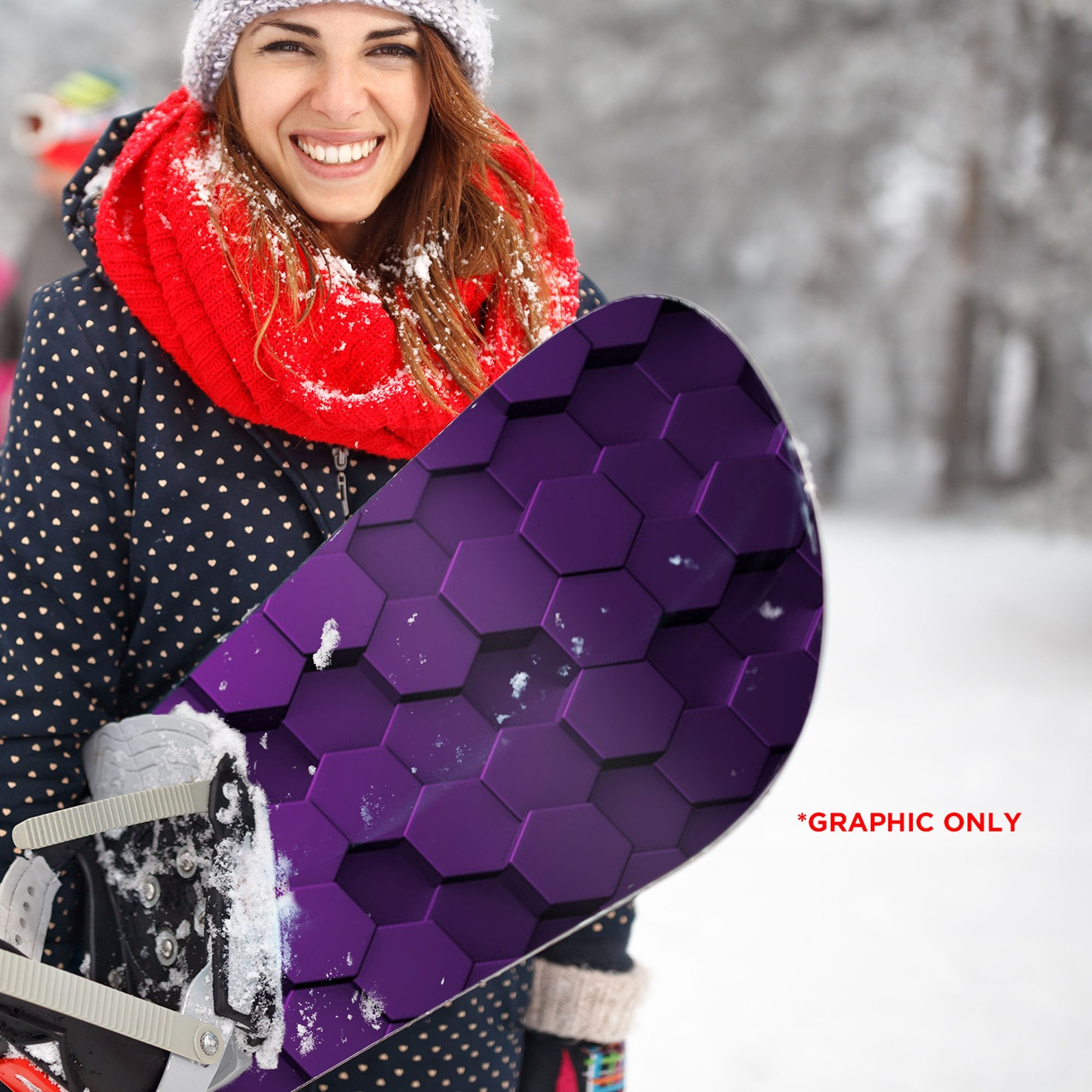 Purple Hex 3D Gradient Snowboard Wrap Sticker Skin Cover A466876