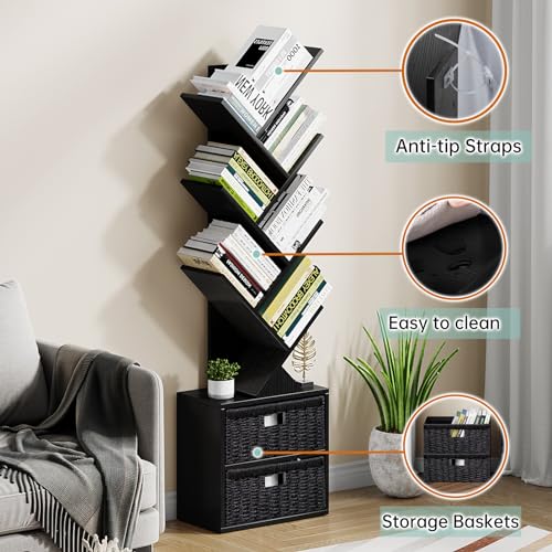 6 Tier Wood Bookshelf with Storage Drawer G5741