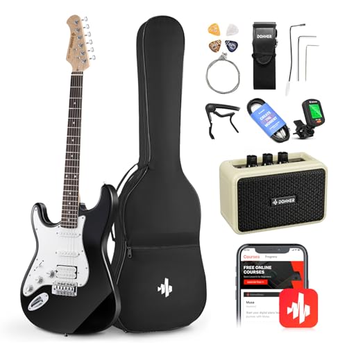 Black HSS Solid Body Electric Guitar with Amplifier, Bag, Tuner, Capo, Strap, Cable, Picks I69075