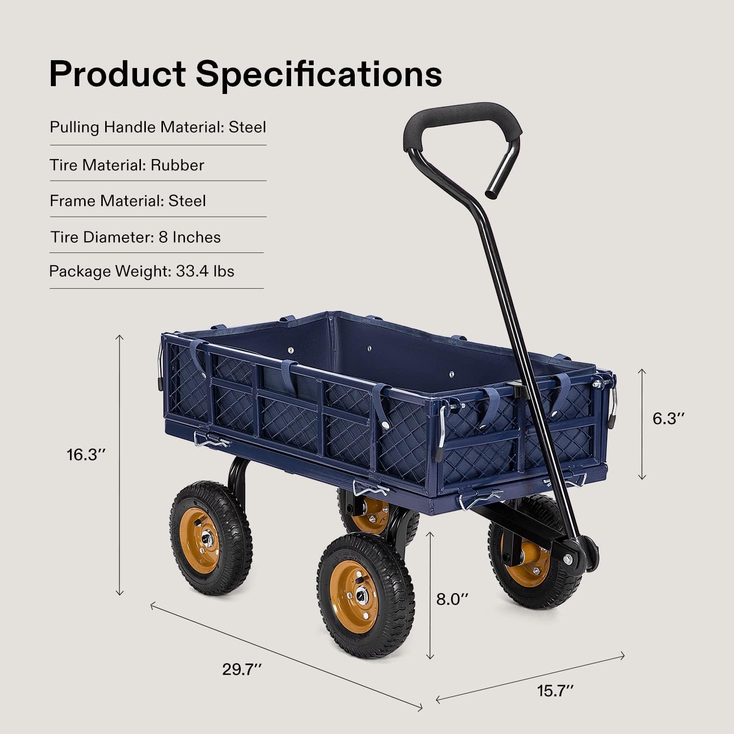 Heavy-Duty Steel Garden Cart with Removable Sides G75915