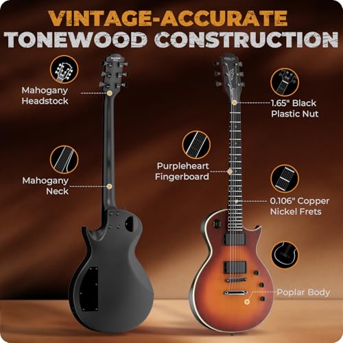 Black Matte Solid Body Electric Guitar with Gig Bag H77587