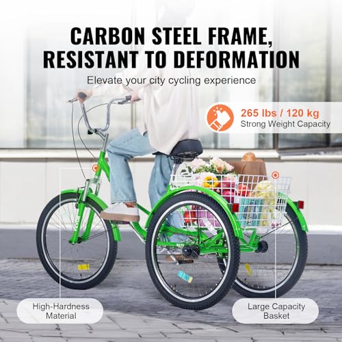 24-Inch Carbon Steel Folding Tricycle with Basket V642771