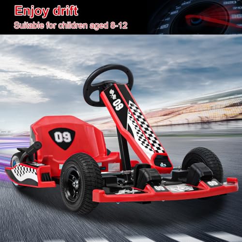 36v Electric Drift Kart with Adjustable Body Length, 3 Speed Mode, 350w Motor, Max Load 187lbs, Max Speed 16 Mph S671