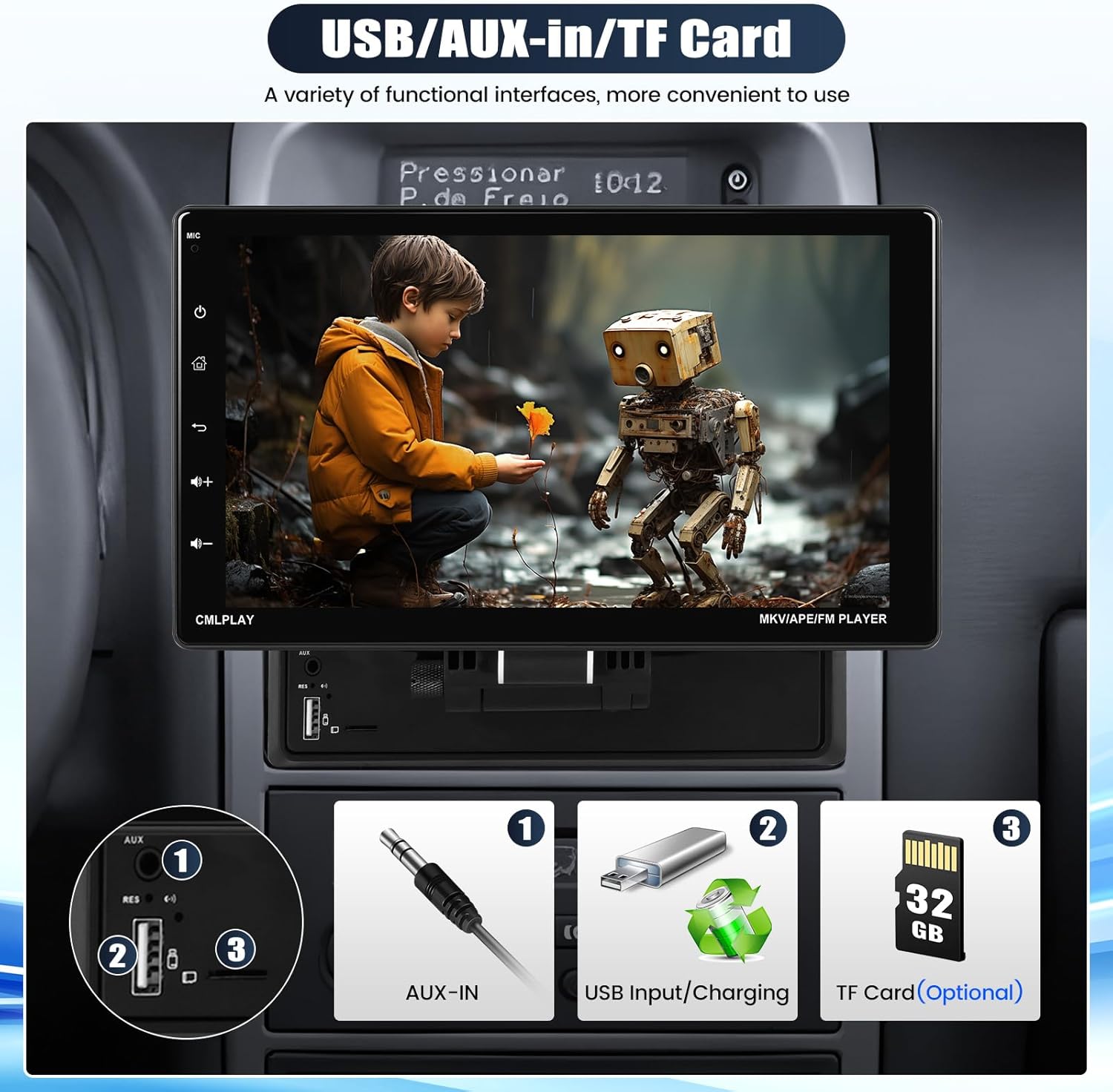 9 Inch Rotatable Touch Screen Single Din Car Stereo with Wireless Apple Carplay Android Auto Bluetooth Backup Camera X787