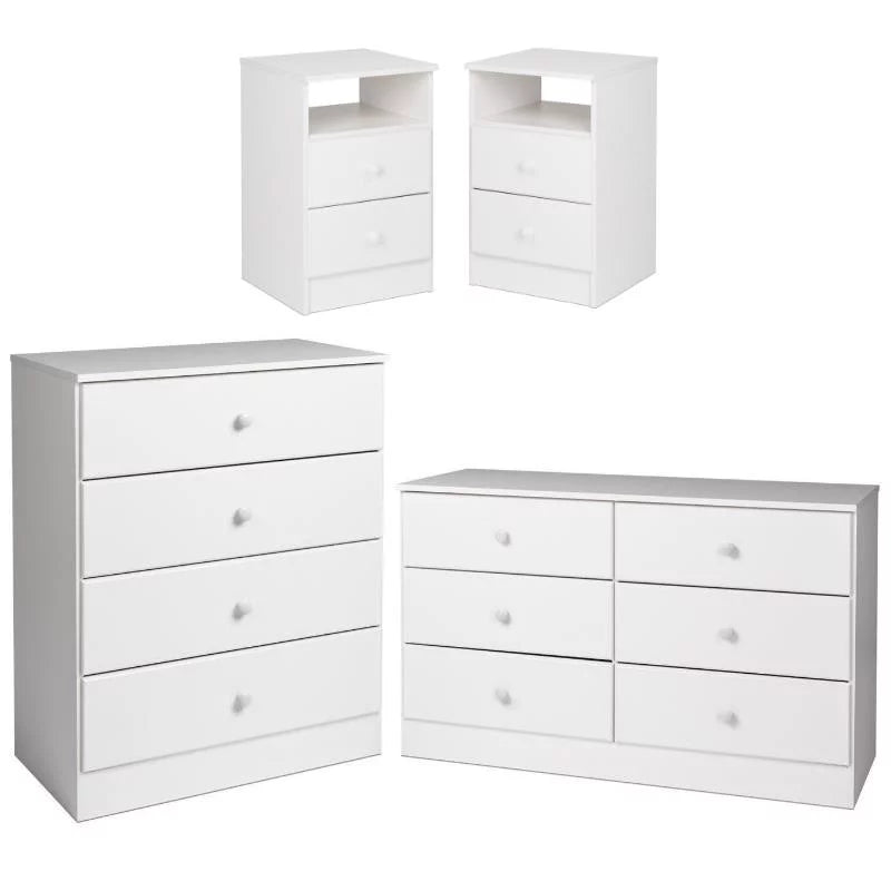4-Piece Set with 2 Nightstands 4-Drawer Chest & Double Dresser L6161