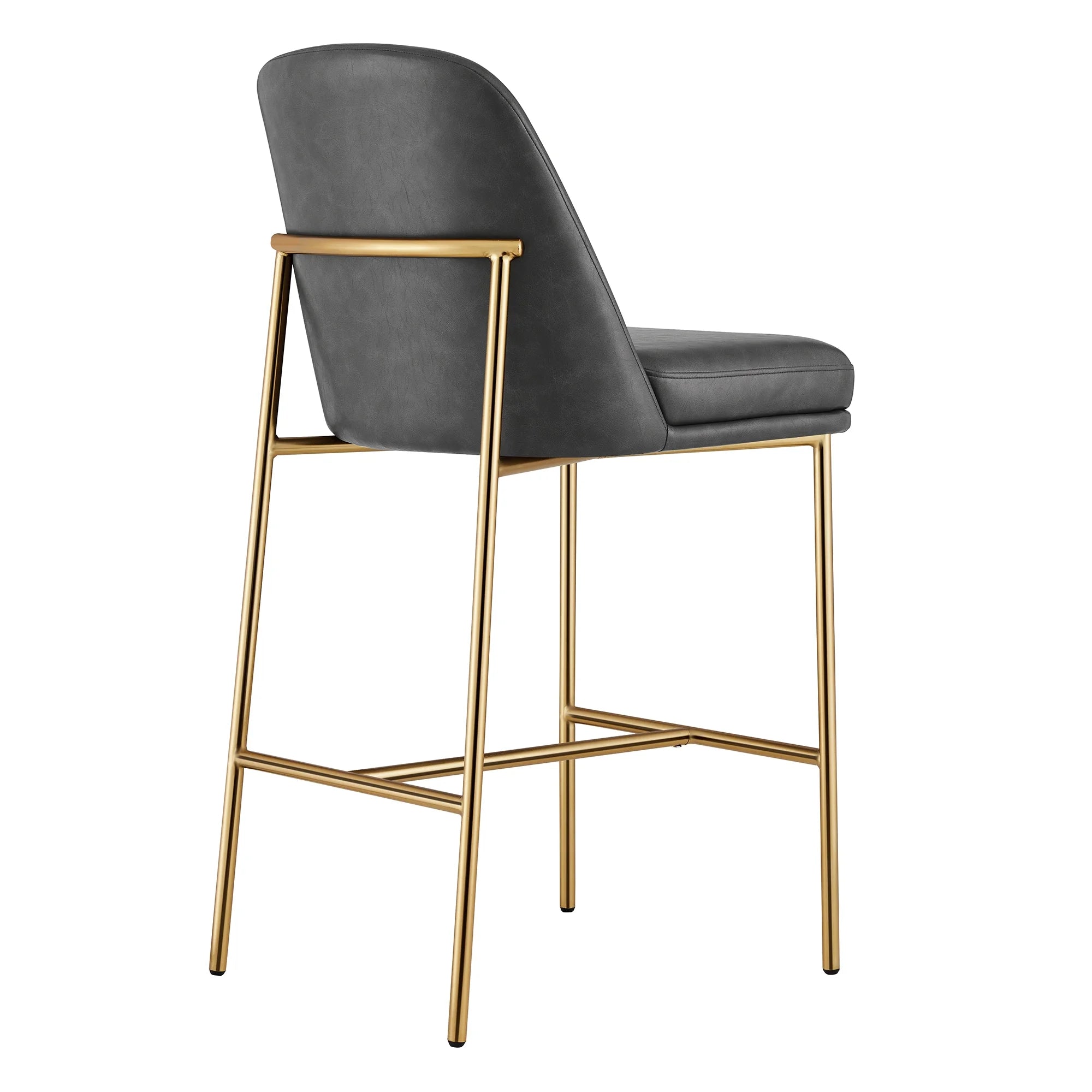 27 inch Faux Leather Counter Height Bar Stool Set of 2 with Back & Metal Legs U532728