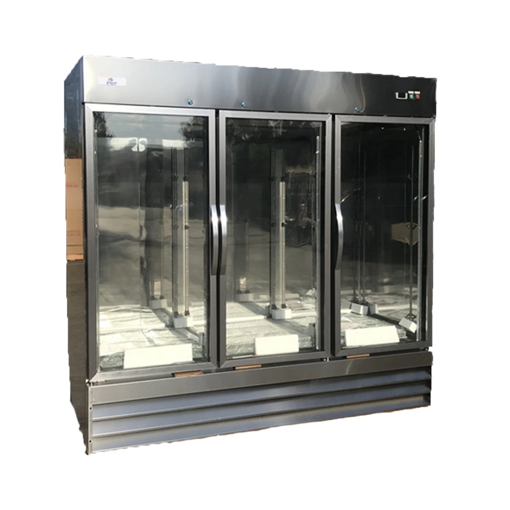 Three Glass Door Upright Reach-In Stainless Steel Commercial Refrigerator, 72 Cu. ft. S29101