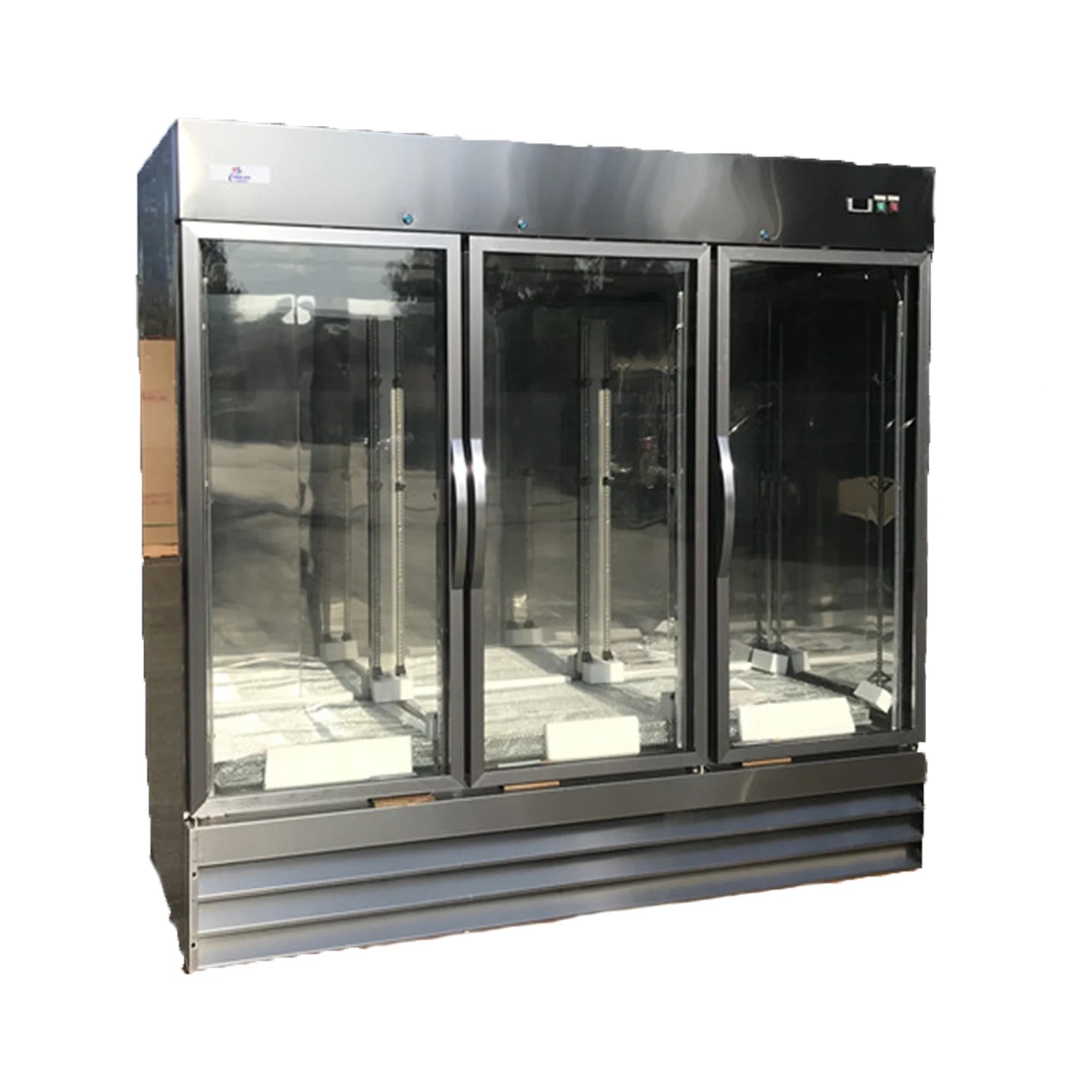 Three Glass Door Upright Reach-In Stainless Steel Commercial Refrigerator, 72 Cu. ft. S29101