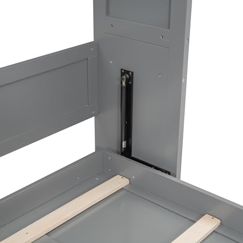 Full Size Murphy Bed with Storage Shelves, Drawers and LED Lights, White T7488