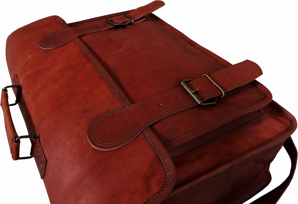 18 Inch Leather Messenger Bag Laptop Briefcase Satchel X658