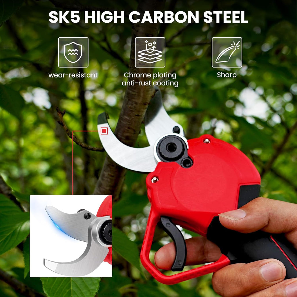 Cordless Electric Pruning Shears with Two 2.0Ah Batteries and Replacement Blades Set E209