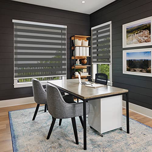 White 24" W x 72" H Cordless Zebra Roller Blinds N128390