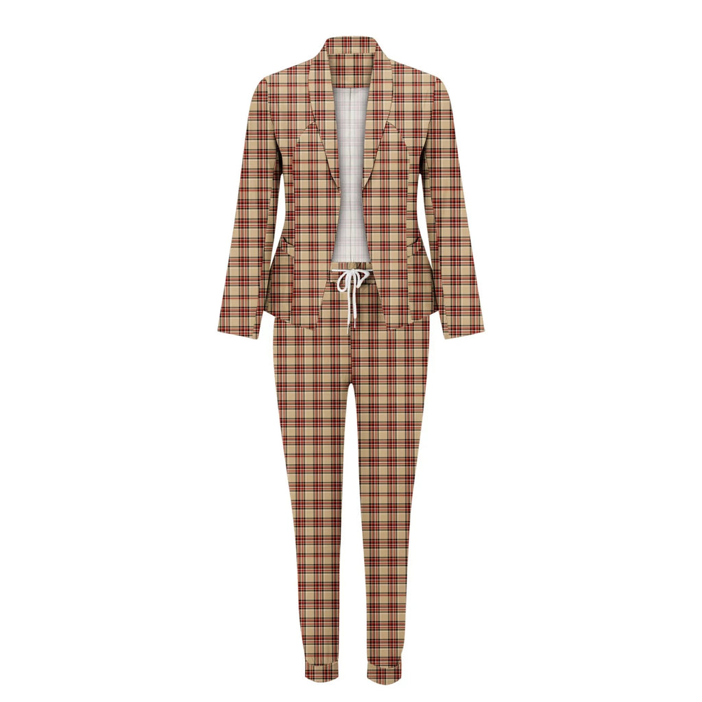 Women's Casual Long Sleeved Slim Fitting Drawstring Suit Pants Set J10217