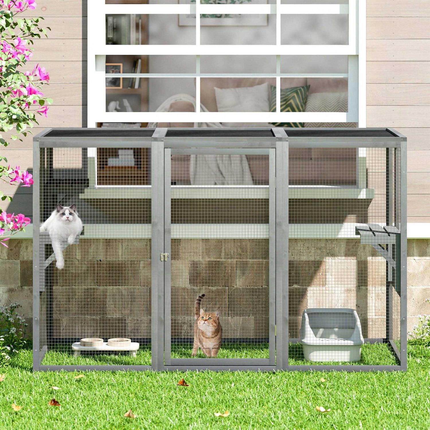 Wooden Outdoor Cat Enclosure Run Playpen Catio P999