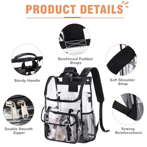 Black Clear Backpack with Support Pad M8640