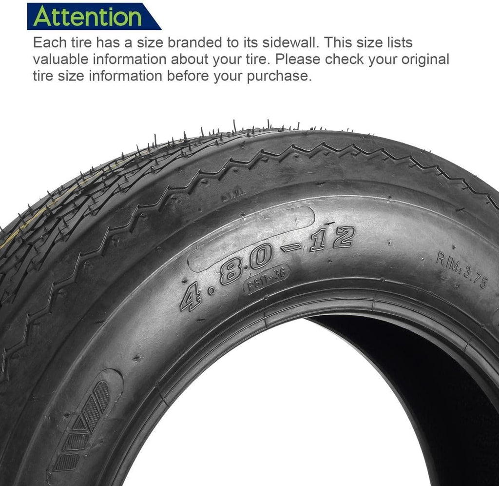 Set of 2 4.80-12 Boat Trailer Tires S54509