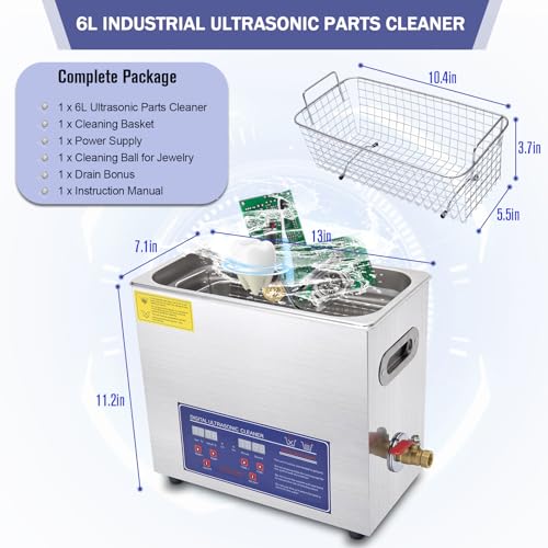 Heated Ultrasonic Parts Cleaner 3L Industrial with Digital Timer, 110V W7212