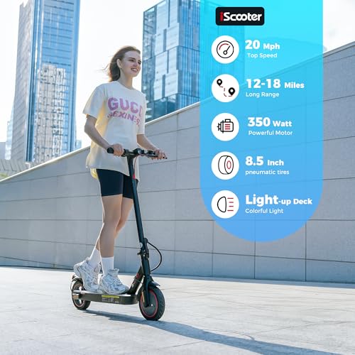 Electric Scooter, 18/12 Miles Long Range, 22/19/18 Mph Top Speed, Double Braking Systems O9153