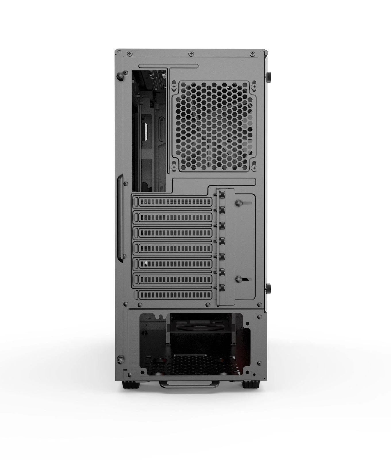 Black Compact EATX Mid-Tower Case with Tempered Glass and Digital RGB C5742