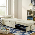 Beige Folding Ottoman Sleeper Sofa Bed N306641