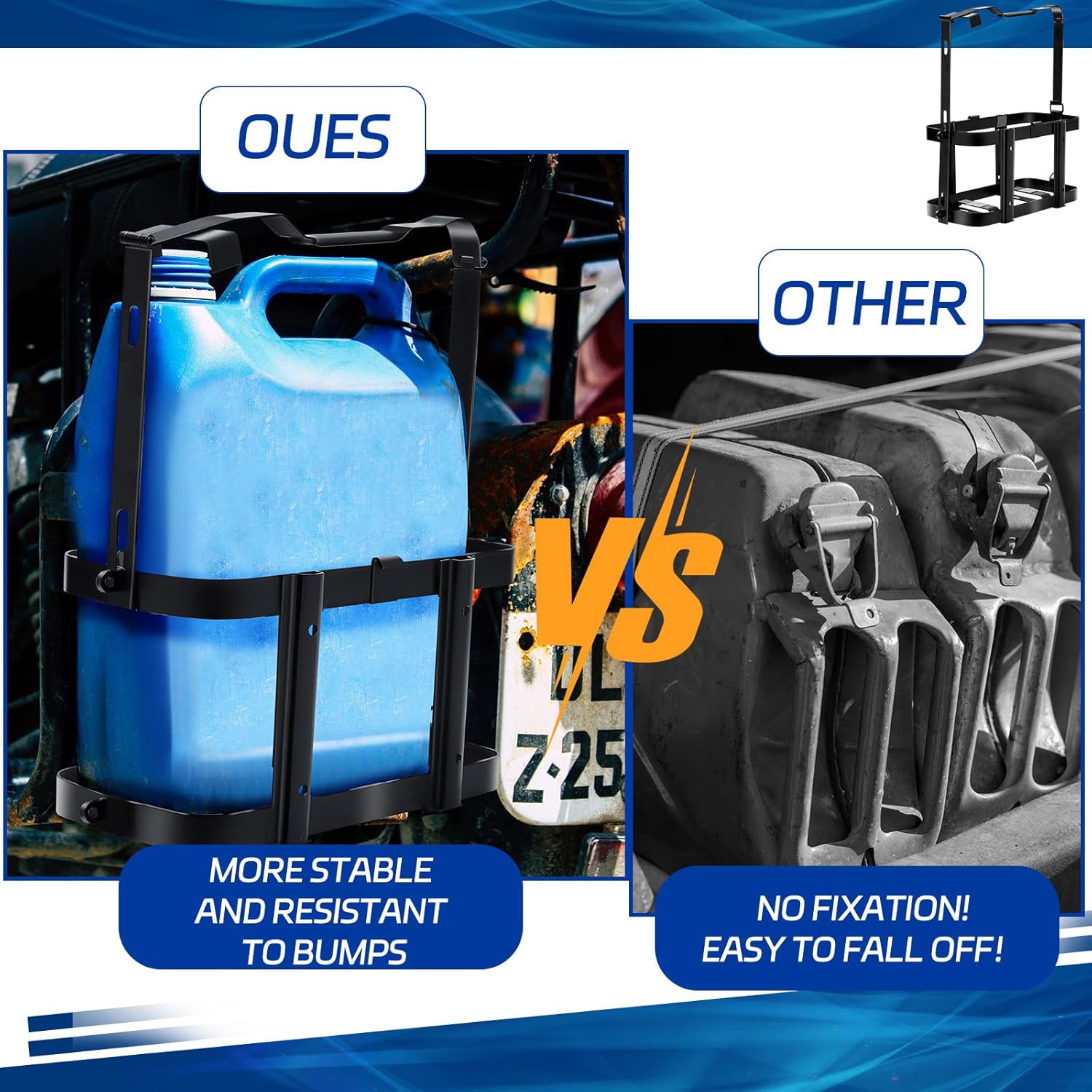 2 Pcs 5 Gallon 20 Liter Metal Lockable Jerry Can Mount Holder Black B61730