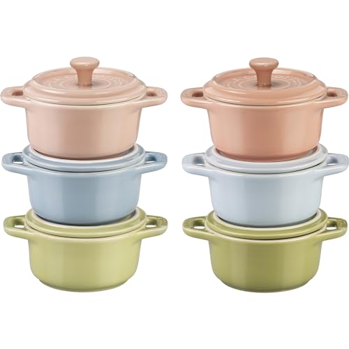 6-pc Mini Round Ceramic Cocotte Set E39222